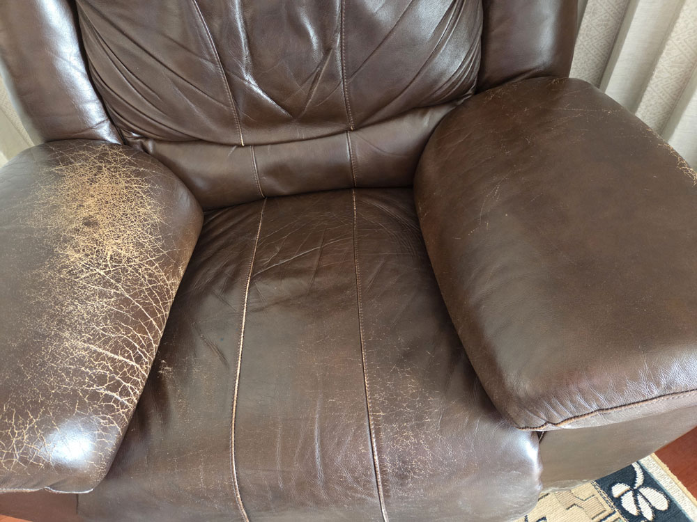 cracked leather chair