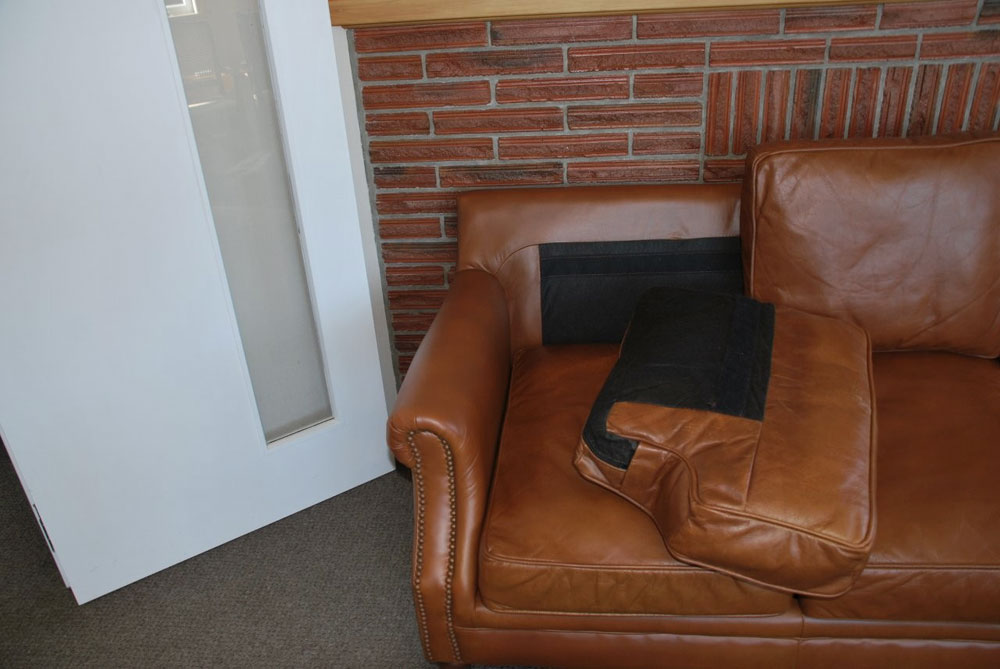 Leather couch after restoration work