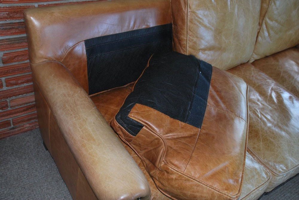 faded leather couch